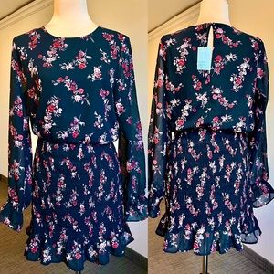 H&M smock detail dress floral print NWOT Size L